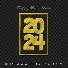 2024 Happy New Year Glitter Effect Creative Design PNG
