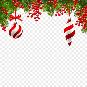 Christmas Holly Branches Top Border Image PNG