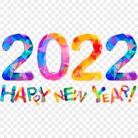 Happy 2022 New Year Colorful Text Design HD PNG