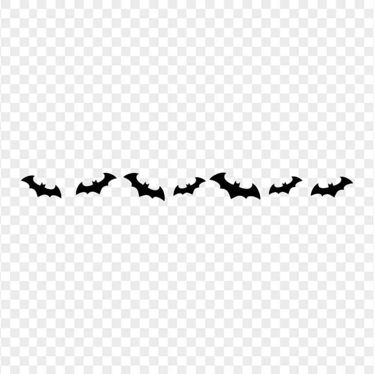 Black Bats Silhouettes Border Halloween HD PNG