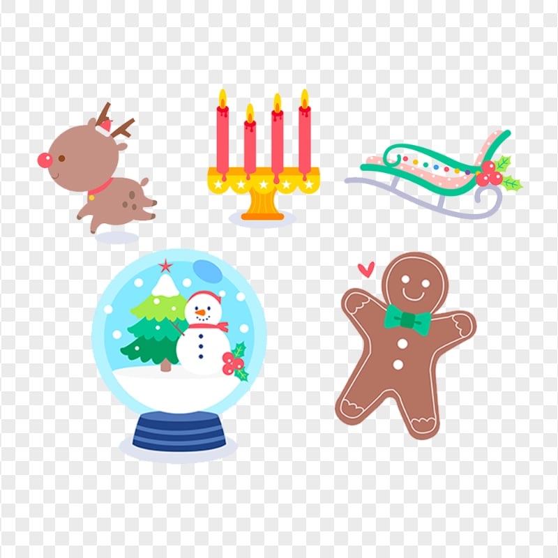 Set Flat Christmas Items Icons PNG Image