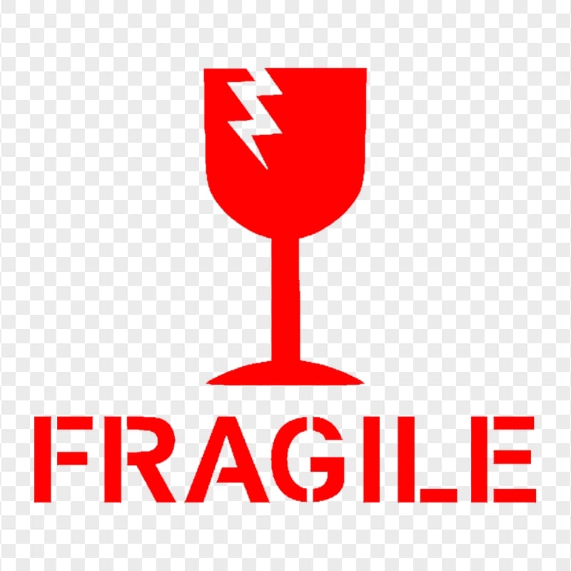 Red Fragile Symbol Label Sign Transparent Background