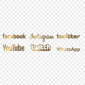 HD Twitter Facebook Instagram Social Media Gold Logos PNG