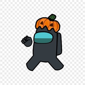 HD Black Among Us Crewmate Character With Pumpkin Hat PNG