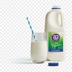 HD A2 Milk Bottle With Glass PNG
