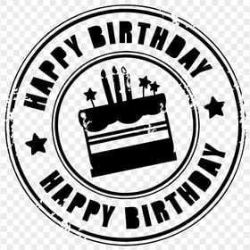 HD Black Happy Birthday Round Stamp PNG