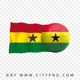 HD Ghana Flag With Soccer Football Ball PNG