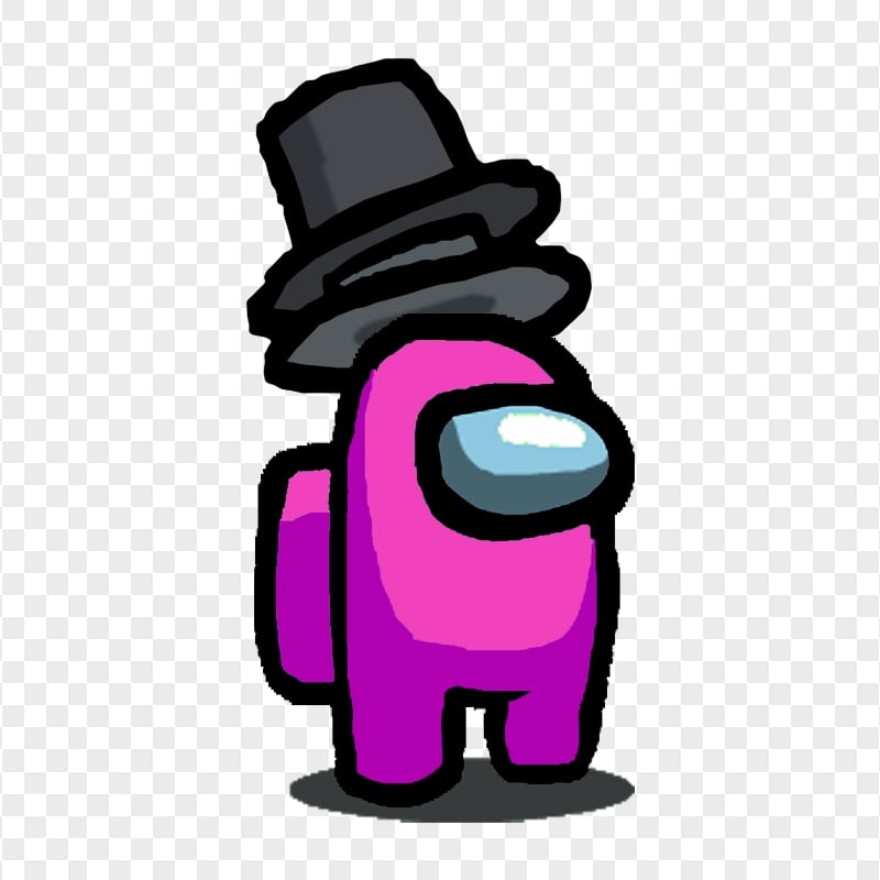 HD Pink Among Us Character With Double Top Hat PNG Citypng