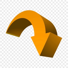 HD Orange 3D Curved Arrow Pointing Down PNG