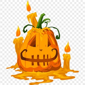 Cartoon Pumpkin Dripping Wax Burning With Candles