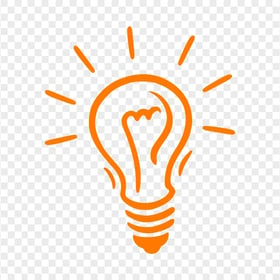 HD Light Bulb Doodle Drawing Idea Orange Icon PNG