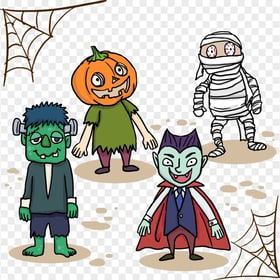 Halloween Monsters Characters Cartoon Clipart HD PNG