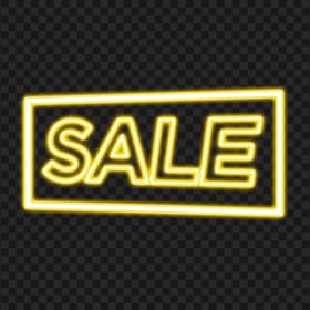 Download Glowing Yellow Sale Word Neon Sign PNG