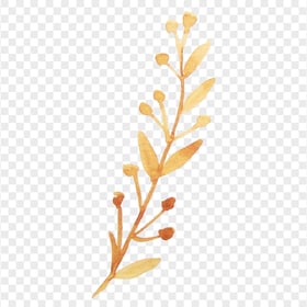 Golden Yellow Watercolor Branch With Leaves