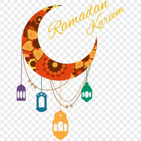 Colorful Lanterns Crescent Moon Ramadan Kareem