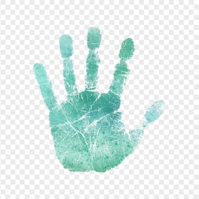 HD Green Watercolor Real Hand Print PNG