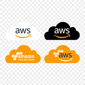 Set Of Amazon AWS Logo With Cloud