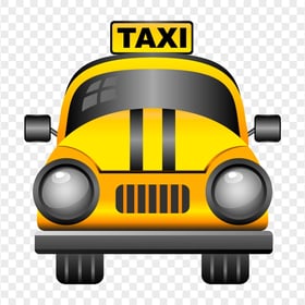Yellow Illustration Vector Taxi Cab Front View PNG