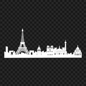 Eiffel Tower Skyline Paris City White Silhouette PNG