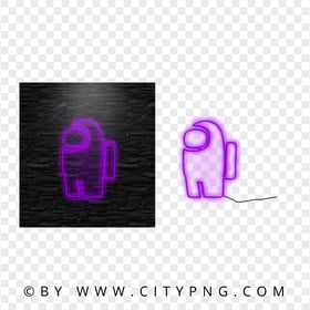 HD Neon Purple Among Us Character PNG