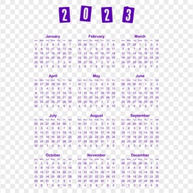 2023 Calendar Purple Colour HD PNG