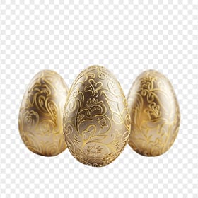 Three Realistic Golden Easter Eggs HD Transparent PNG