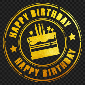 HD Gold Happy Birthday Round Stamp PNG