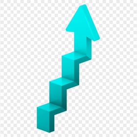 HD Turquoise 3D Up Stairs Arrow Transparent PNG