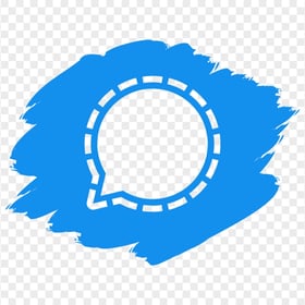 HD Blue Brush Stroke Outline Signal Messenger Logo Icon PNG