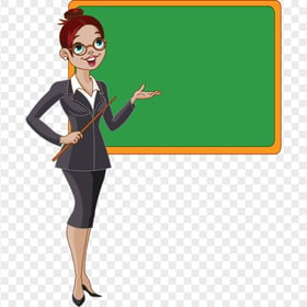 Cartoon Standing Woman Teacher With Chalkboard