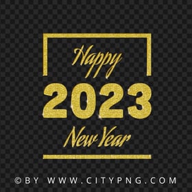 Golden Glitter 2023 Happy New Year Elegant Design PNG