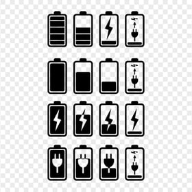 Collection Of Battery Black Icons FREE PNG