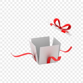 White Illustration Open Gift Box With Red Ribbon