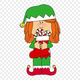 Christmas Girl Elf Cartoon Clipart Character PNG