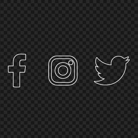 HD Facebook Instagram Twitter White Outline Icons PNG