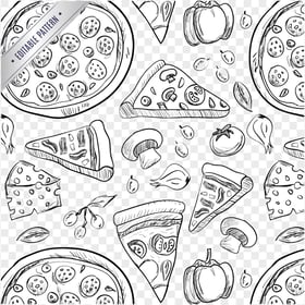 Pizza Doodle Pattern Sketch Drawn Transparent PNG