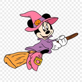 Minnie Mouse Riding Witch Broom PNG