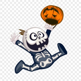 Halloween Cartoon Character Holding a Pumpkin