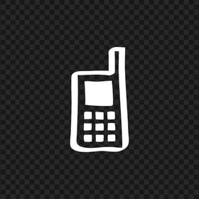HD White Hand Draw Old Cell Phone Icon PNG