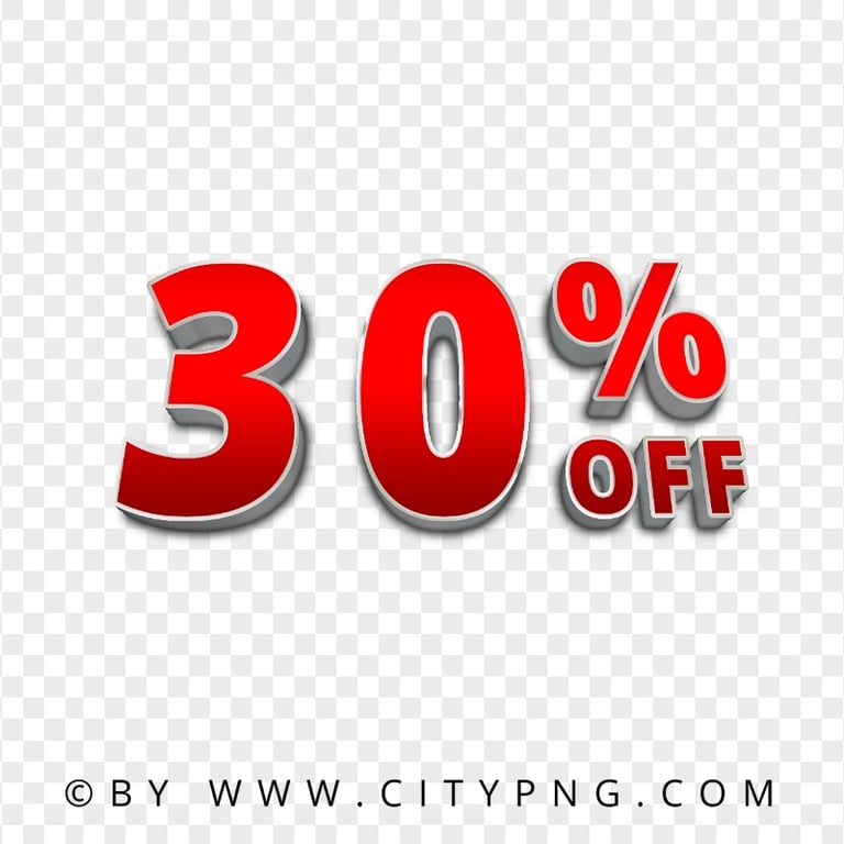 30 Percent OFF 3D Red Text Sign Logo PNG Image | Citypng