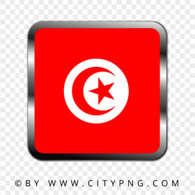 Tunisia Square Metal Framed Flag Icon HD PNG