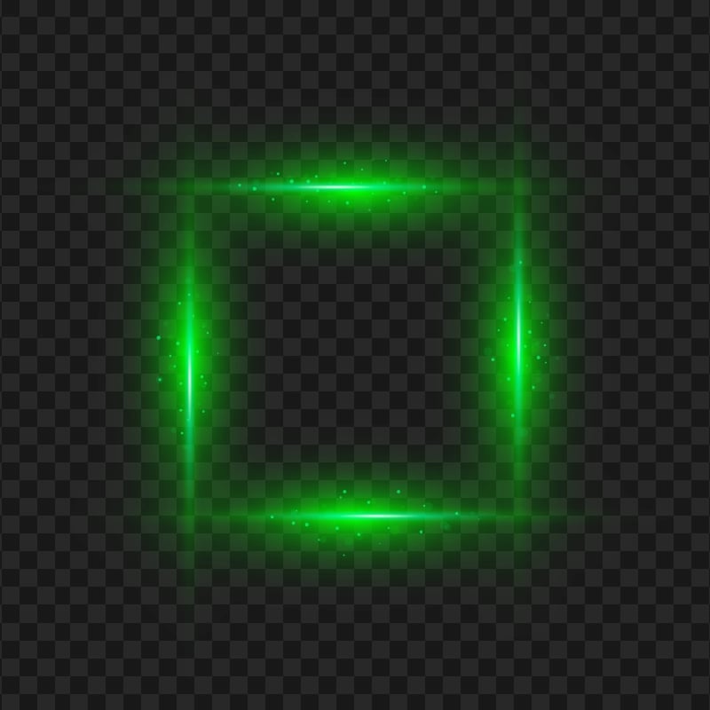 Green Glowing Light Effect Square Frame HD PNG
