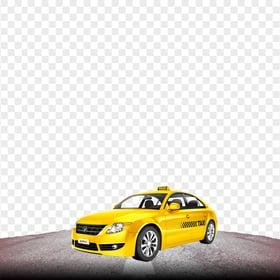 Yellow Taxi Cab On The Road PNG Image