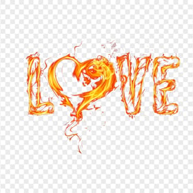 Love Word With Heart Fire Style