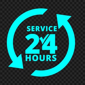 24 Hours Service Blue Logo Icon Sign PNG