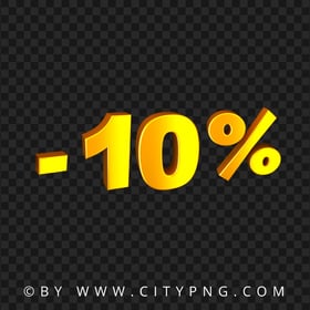 -10% Ten Percent Discount Yellow Gradient Logo PNG