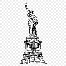 Black Outline Drawing Statue Of Liberty Monument PNG