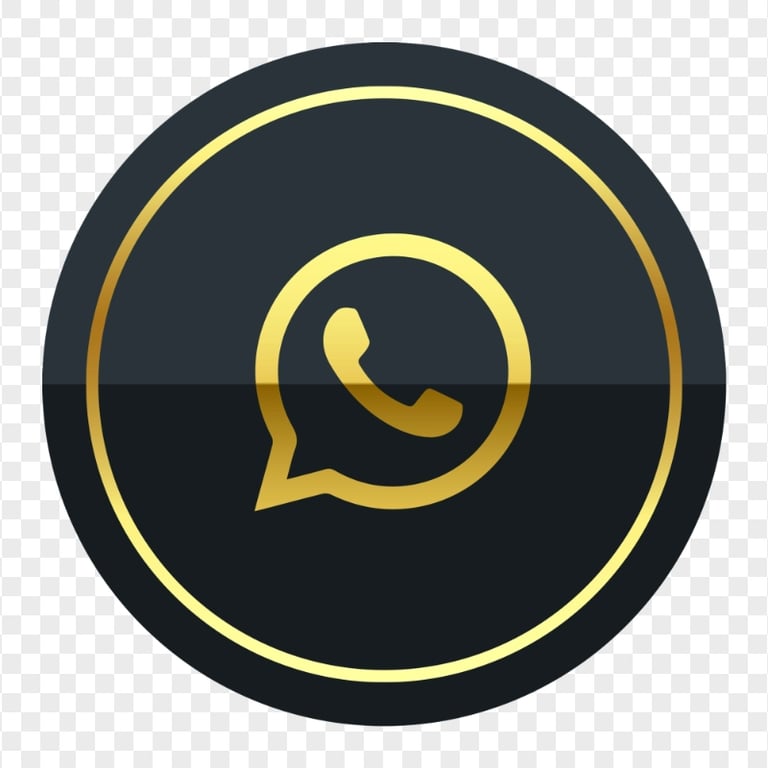 HD Premium Luxury Black & Gold Round Whatsapp Icon PNG