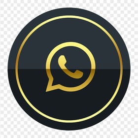 HD Premium Luxury Black & Gold Round Whatsapp Icon PNG