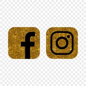 HD Facebook Instagram Black & Gold Glitter Logos Icons PNG